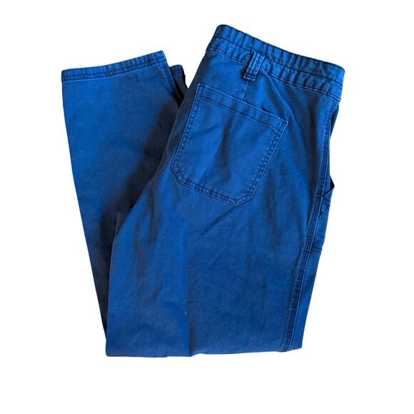 Time and True Cargo Blue Women Pants Size 14 Plus Size Dark Blue Pocket Ankle - Picture 2 of 4